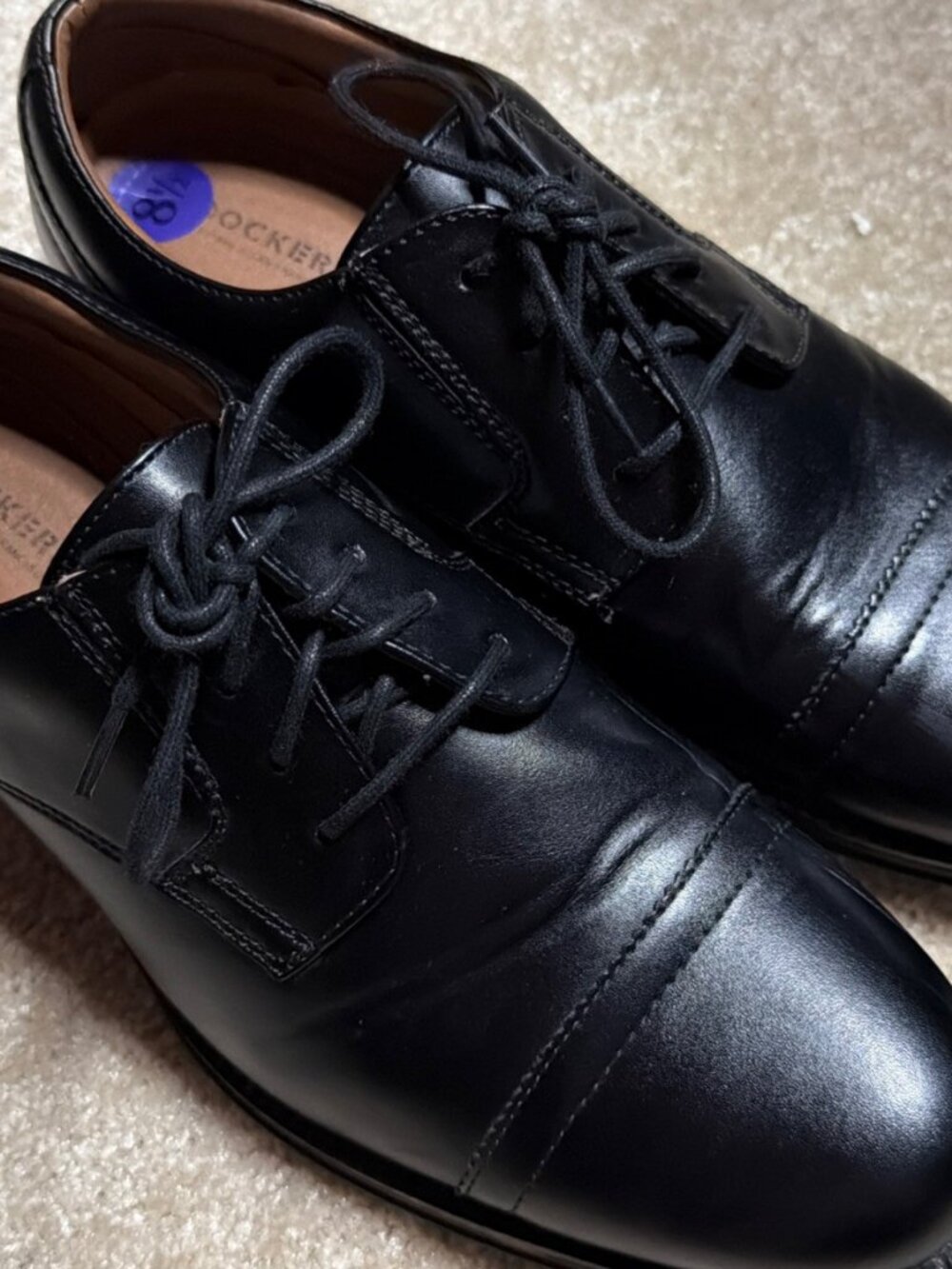 Dockers Men's Black Leather Cap-Toe Lace-Up Oxford Dress Shoes Size 8.5